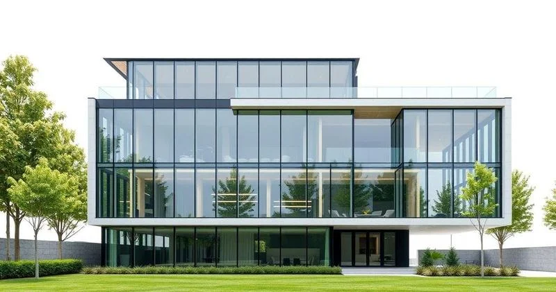 Fachada pele de vidro residencial